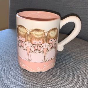 Hallmark Three Angels Coffee Tea Hot Chocolate Mugs Pink Scalloped Bottom